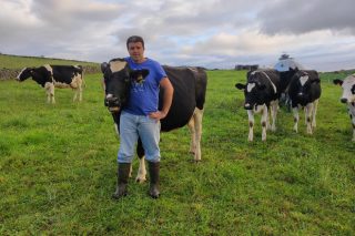 Ganadería de Anselmo Pires (Azores-Portugal): Vacas sin establo alimentadas con pasto y con una media de 7500 litros